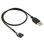 Cáp chuyển đổi đầu cái 5 chân bo mạch chủ sang USB 2.0 đực, Chiều dài: 50cm, 5 chân bo mạch chủ sang USB
