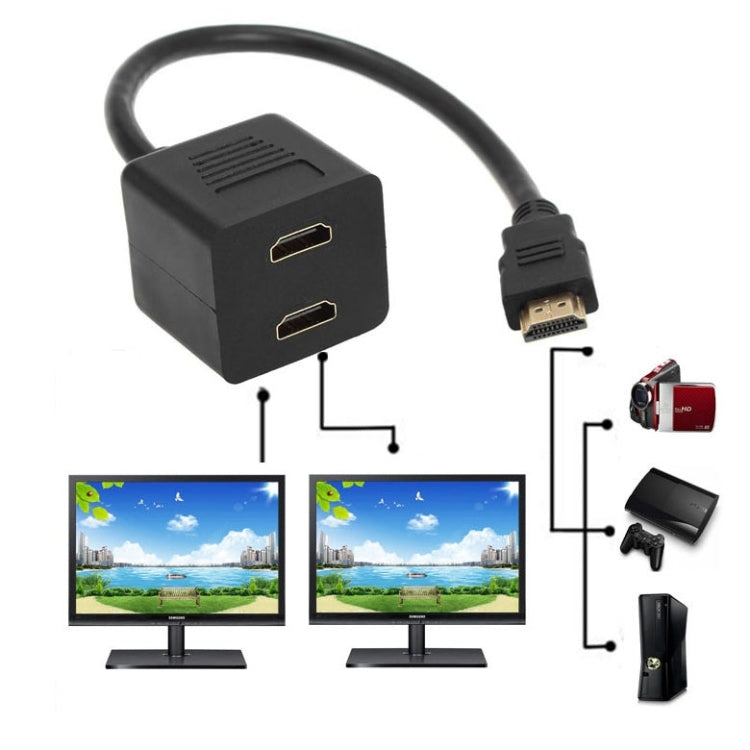 Bộ chia HDMI dài 30cm, đầu nối Y với 2 khớp nối (mạ vàng), 1 vào 2 (mạ vàng)