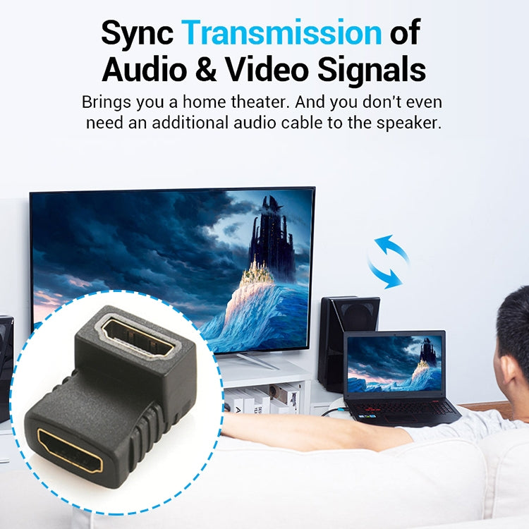 Khớp nối góc HDMI (cái sang cái) - 90 độ (mạ vàng), HDMI cái sang cái