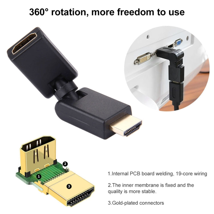 Bộ chuyển đổi HDMI 19 chân đực sang cái xoay 360 độ (mạ vàng)