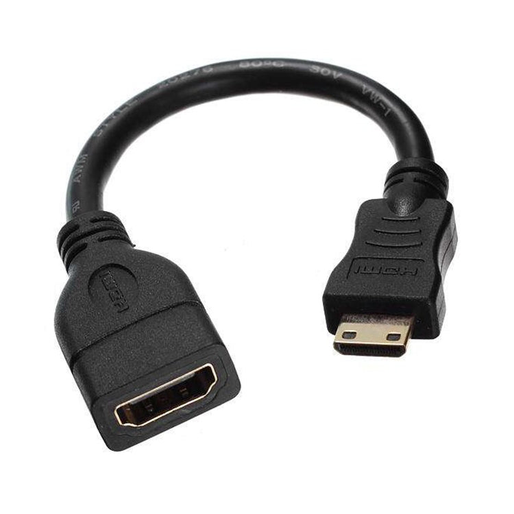 Cáp Mini HDMI đực mạ vàng 16cm sang HDMI 19 chân cái, Mini HDMI đực, Chiều dài: 16cm