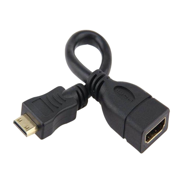 Cáp Mini HDMI đực mạ vàng 16cm sang HDMI 19 chân cái, Mini HDMI đực, Chiều dài: 16cm