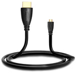 Cáp Micro HDMI đực mạ vàng 3D 1080P dài 1.5m sang HDMI đực cho điện thoại di động, máy ảnh, GoPro, Micro HDMI mạ vàng, Chiều dài: 1.5m
