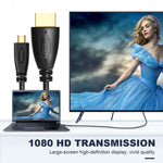 Cáp Micro HDMI đực mạ vàng 3D 1080P dài 1m sang HDMI đực cho điện thoại di động, máy ảnh, GoPro, Micro HDMI mạ vàng, Chiều dài: 1m