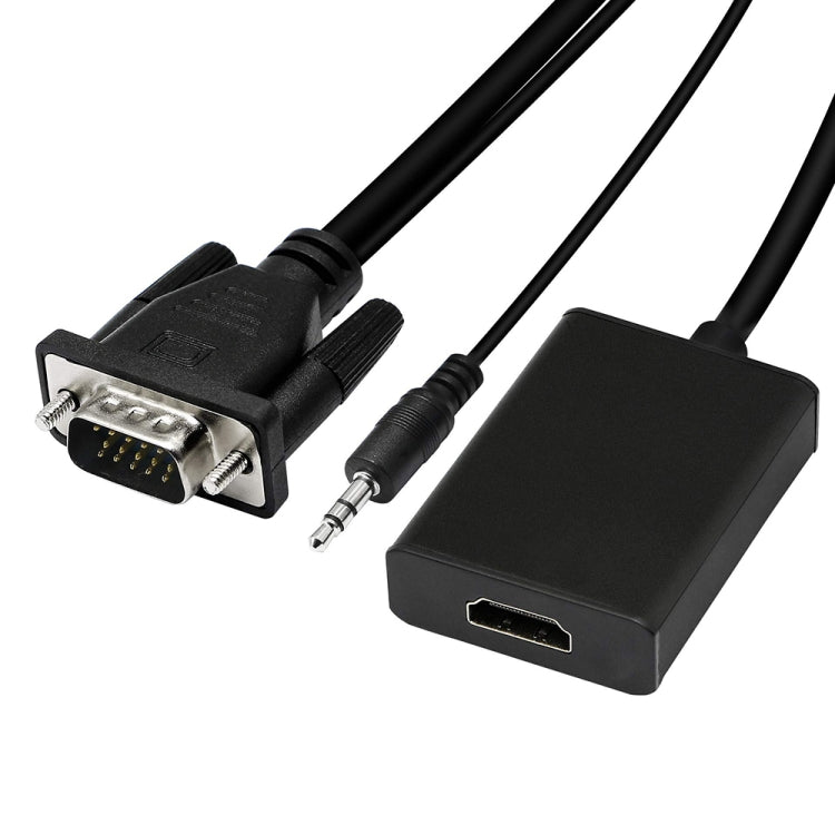Bộ chuyển đổi video VGA + âm thanh sang HDMI Full HD 1080P cho HDTV, HDMI cái sang VGA đực + âm thanh màu đen