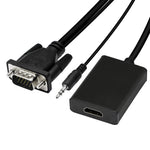 Bộ chuyển đổi video VGA + âm thanh sang HDMI Full HD 1080P cho HDTV, HDMI cái sang VGA đực + âm thanh màu đen