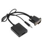 Bộ chuyển đổi video VGA + âm thanh sang HDMI Full HD 1080P cho HDTV, HDMI cái sang VGA đực + âm thanh màu đen