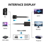 Bộ chuyển đổi video VGA + âm thanh sang HDMI Full HD 1080P cho HDTV, HDMI cái sang VGA đực + âm thanh màu đen
