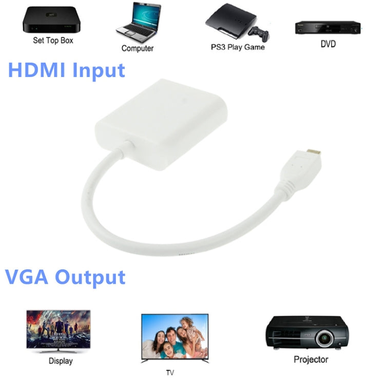 Cáp chuyển đổi video Micro HDMI đực sang VGA cái dài 22cm, hỗ trợ Full HD 1080P, Micro HDMI đực sang VGA cái