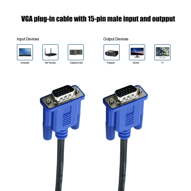 Cáp VGA 15 chân đực sang VGA 15 chân đực dài 1.5m chất lượng cao cho màn hình LCD / máy chiếu, 1.5m