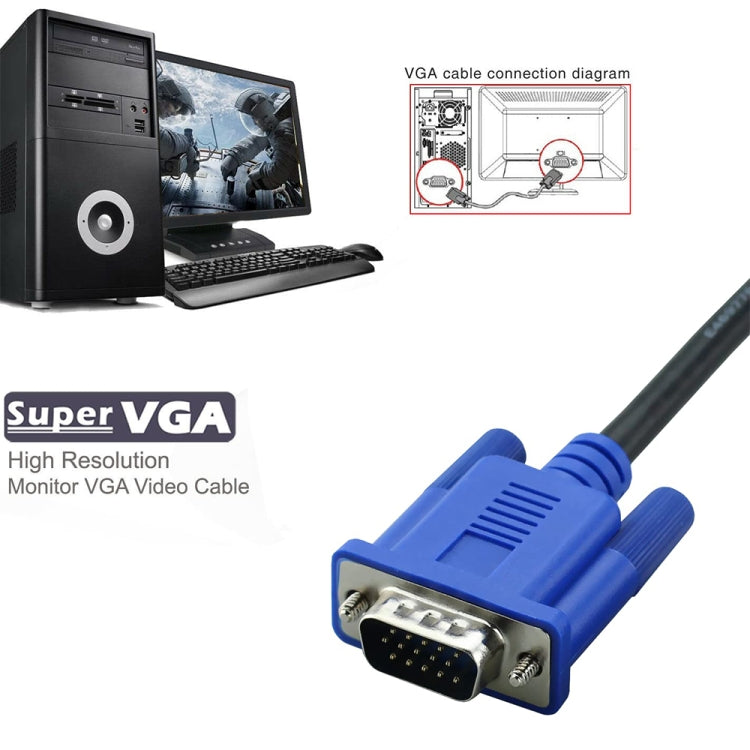 Dây cáp VGA 15 chân đực sang VGA 15 chân đực chất lượng cao dài 3m cho màn hình LCD / máy chiếu, 3m