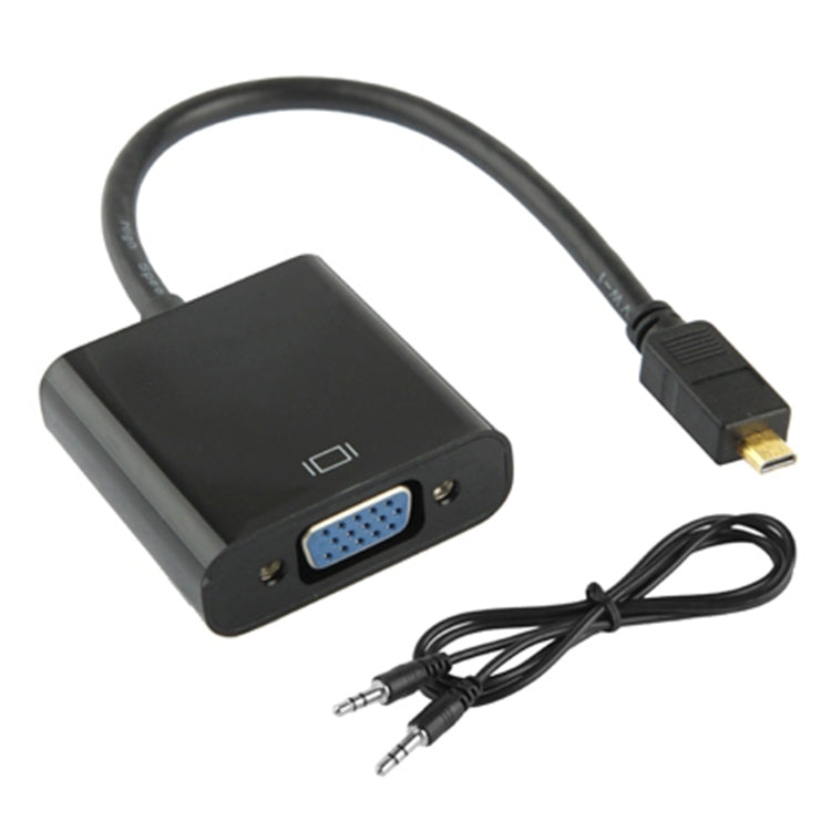 Cáp chuyển đổi video Micro HDMI đực sang VGA cái dài 22cm Full HD 1080P kèm cáp âm thanh, Micro HDMI
