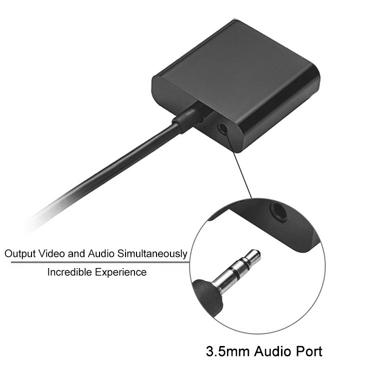 Cáp chuyển đổi video Micro HDMI đực sang VGA cái dài 22cm Full HD 1080P kèm cáp âm thanh, Micro HDMI