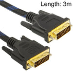 Cáp Video Dây Dẫn Nam Nam DVI-I Liên Kết Đôi 24+5 Chân Kiểu Lưới Nylon, Chiều Dài: 3m, DVI 24+5 3m