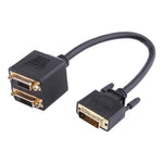 Cáp Bộ Chuyển Đổi DVI 24+1 Đầu Đực sang 2 Đầu Cái DVI, Chiều Dài: 30cm, 2 Đầu Cái DVI 24+1 Chân