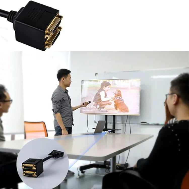 Cáp Bộ Chuyển Đổi DVI 24+1 Đầu Đực sang 2 Đầu Cái DVI, Chiều Dài: 30cm, 2 Đầu Cái DVI 24+1 Chân