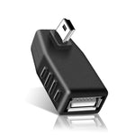 Bộ chuyển đổi Mini USB đực sang USB 2.0 AF, hỗ trợ chức năng OTG, góc trái 90 độ, góc phải 90 độ