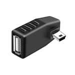 Bộ chuyển đổi Mini USB đực sang USB 2.0 AF, hỗ trợ chức năng OTG, góc trái 90 độ, góc phải 90 độ