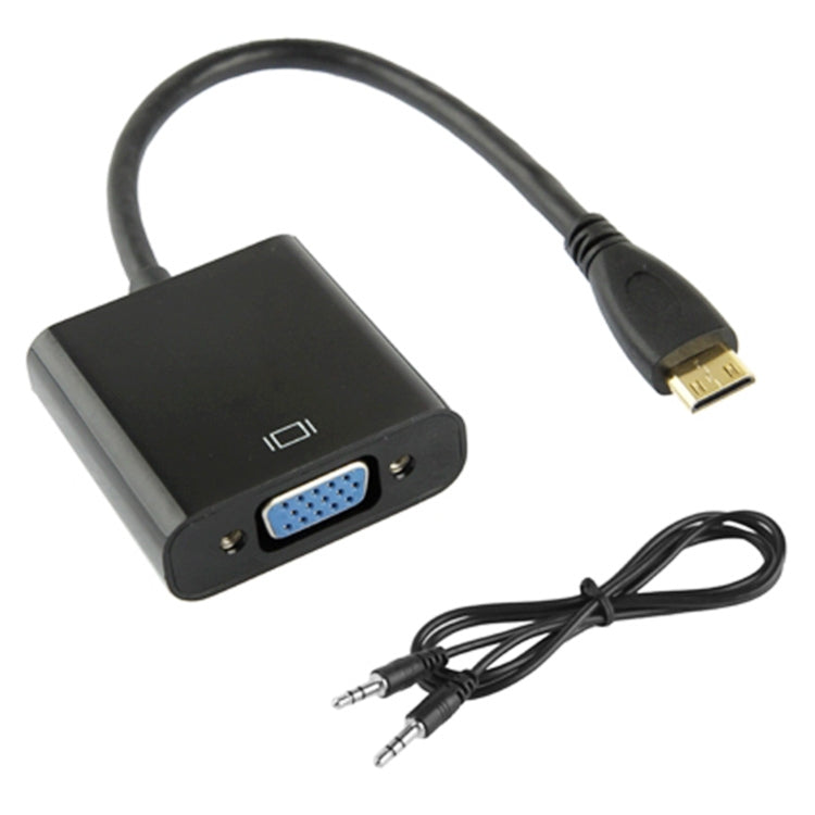 Cáp chuyển đổi video Mini HDMI đực Full HD 1080P 22cm sang VGA cái kèm cáp âm thanh, Mini HDMI