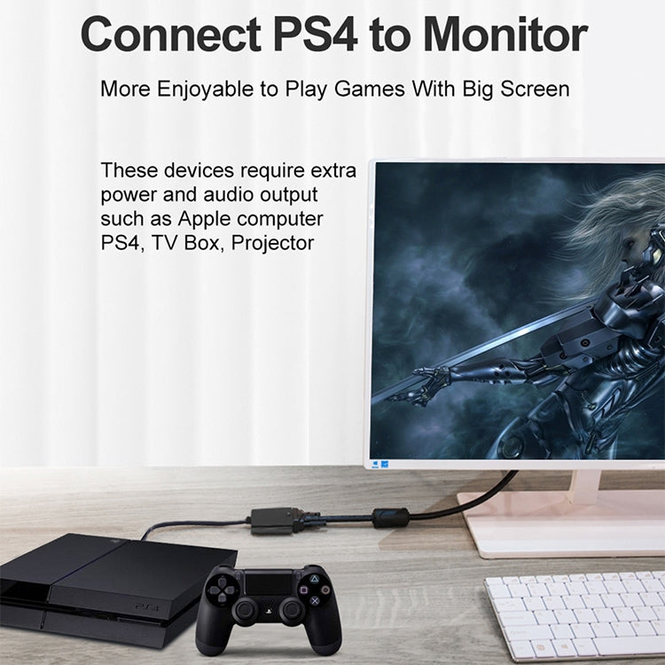 Cáp chuyển đổi video Mini HDMI đực Full HD 1080P 22cm sang VGA cái kèm cáp âm thanh, Mini HDMI
