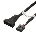 Cáp chuyển đổi bo mạch chủ USB 2.0 9 chân cái sang USB 3.0 19 chân đực, dài 15cm, 9 chân cái sang 19 chân đực