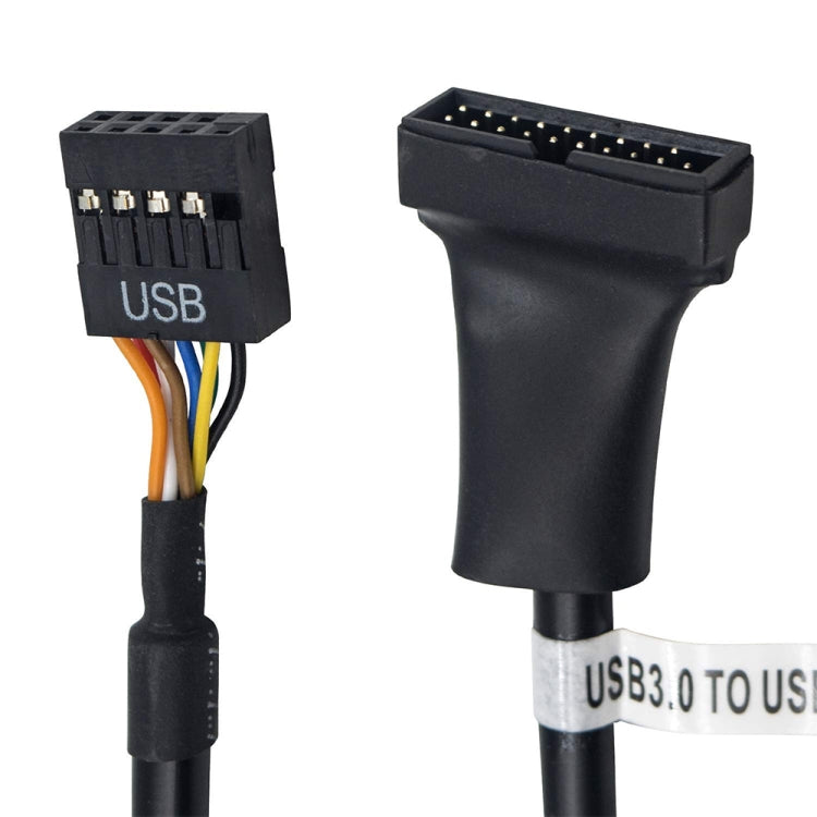 Cáp chuyển đổi bo mạch chủ USB 2.0 9 chân cái sang USB 3.0 19 chân đực, dài 15cm, 9 chân cái sang 19 chân đực