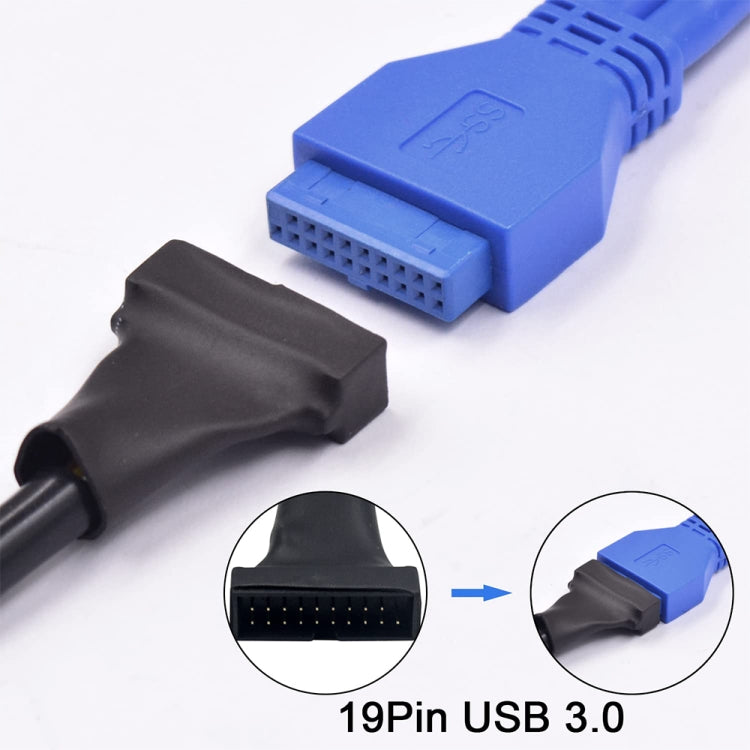 Cáp chuyển đổi bo mạch chủ USB 2.0 9 chân cái sang USB 3.0 19 chân đực, dài 15cm, 9 chân cái sang 19 chân đực