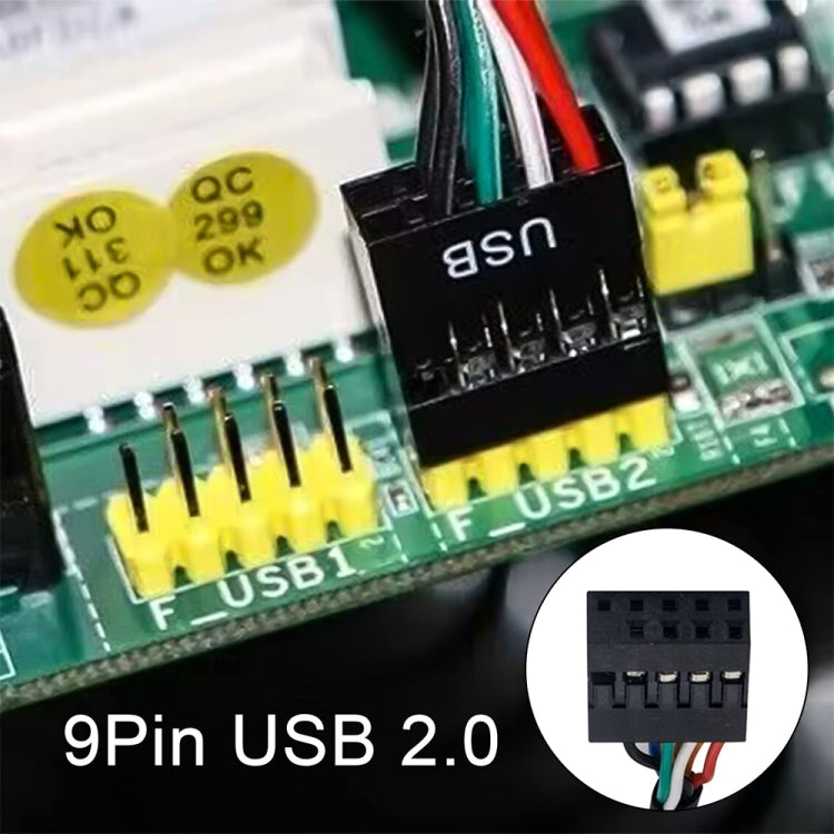 Cáp chuyển đổi bo mạch chủ USB 2.0 9 chân cái sang USB 3.0 19 chân đực, dài 15cm, 9 chân cái sang 19 chân đực