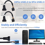 Cáp chuyển đổi bo mạch chủ USB 2.0 9 chân cái sang USB 3.0 19 chân đực, dài 15cm, 9 chân cái sang 19 chân đực