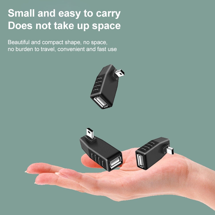 Bộ chuyển đổi Mini USB đực góc 90 độ sang USB 2.0 AF, góc lên 90 độ, góc xuống 90 độ