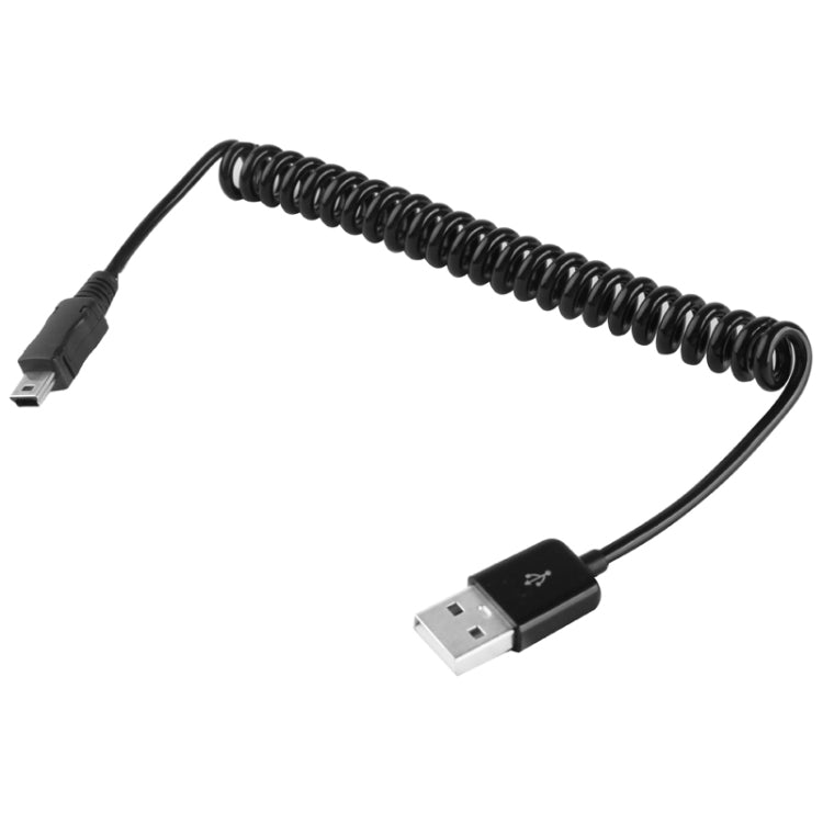 Cáp xoắn Mini USB 5 chân sang USB 2.0 AM / Cáp lò xo, Chiều dài: 25cm (có thể kéo dài đến 80cm), Mini USB sang USB AM, Chiều dài: 80cm