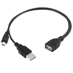 Cáp Mini USB đực + USB 2.0 AM sang AF có chức năng OTG, Chiều dài: 30cm / 35cm, Mini USB + USB AM, 30cm