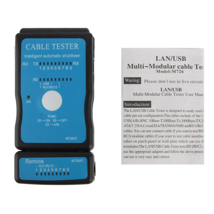 Cáp USB, máy kiểm tra cáp mạng đa năng RJ45 và RJ11, RJ45/RJ11 màu xanh dương