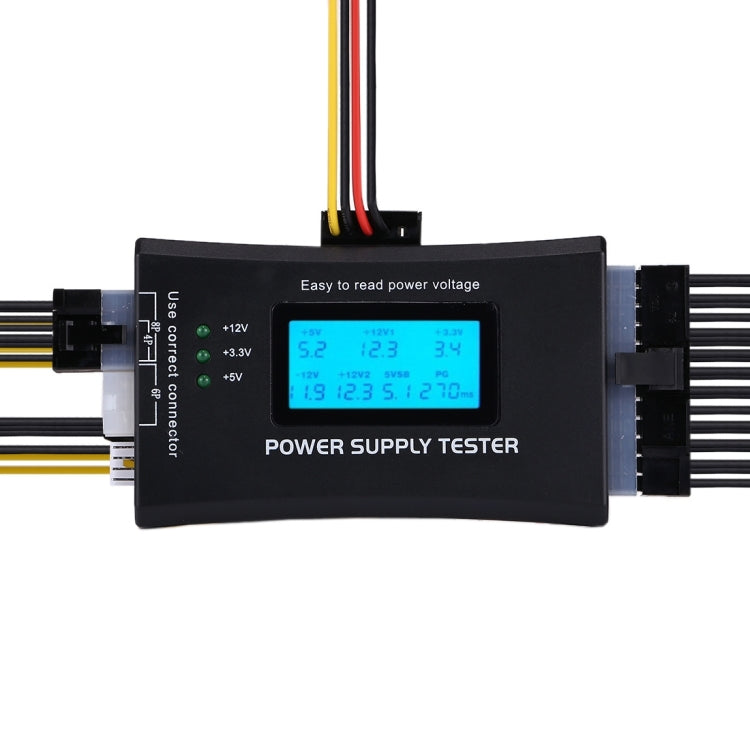 Máy kiểm tra nguồn máy tính PC 20/24 chân với màn hình LCD kỹ thuật số, công cụ đo công suất và chẩn đoán, đầu nối ATX có màn hình LCD