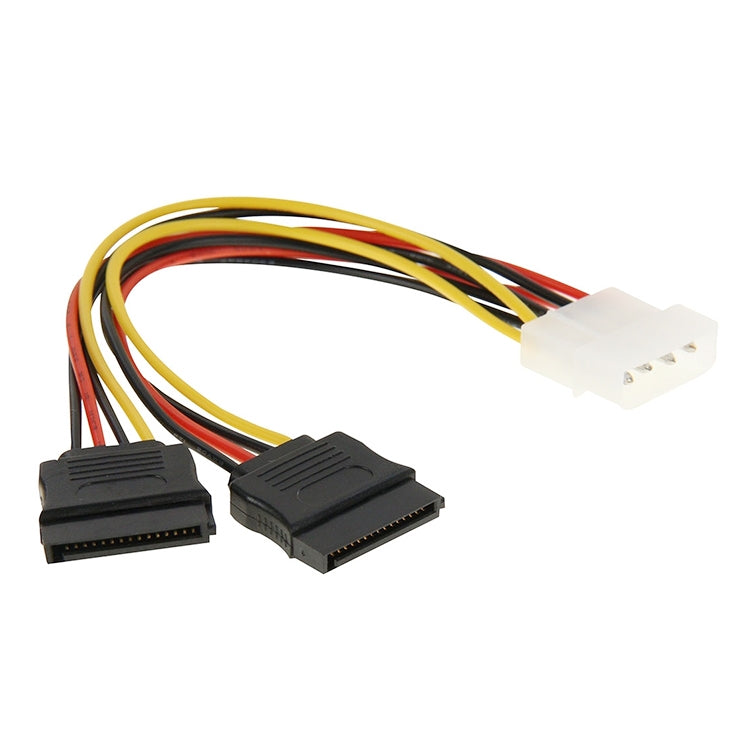 Cáp chuyển đổi nguồn SATA 2 x 15 chân sang 4 chân, dài 18cm, chất liệu: nhôm + magie, chất liệu: đồng