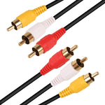 Cáp âm thanh video stereo RCA chất lượng thường, chiều dài: 3m, 3 đầu RCA sang 3 đầu RCA, chiều dài: 3m