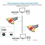 Cáp âm thanh video stereo RCA chất lượng thường, chiều dài: 3m, 3 đầu RCA sang 3 đầu RCA, chiều dài: 3m