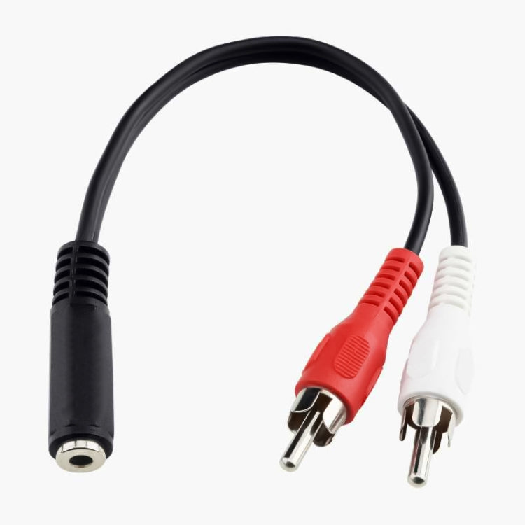 Cáp jack stereo 3,5mm cái sang 2 đầu cắm RCA đực, chiều dài: 38cm, 3,5mm sang 2 RCA đực