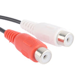 Cáp chia Y video 2 đầu RCA cái sang 1 đầu RCA đực, chiều dài: 26,5cm, 1 đầu RCA đực sang 2 đầu RCA cái