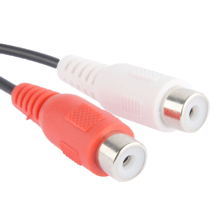 Cáp chia Y video 2 đầu RCA cái sang 1 đầu RCA đực, chiều dài: 26,5cm, 1 đầu RCA đực sang 2 đầu RCA cái