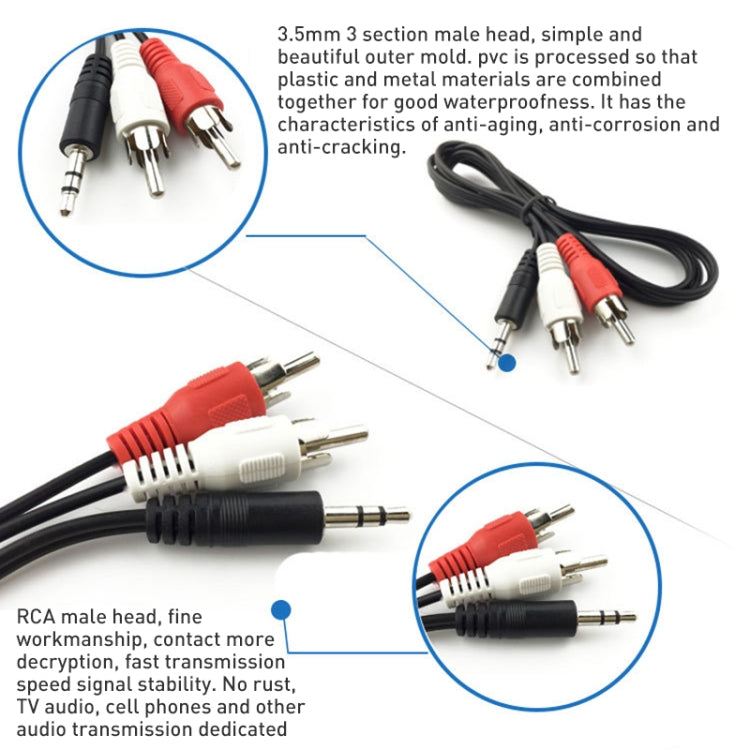 Cáp âm thanh jack 3,5mm stereo sang RCA đực, chiều dài khoảng 2,7m, chiều dài: 2,7m