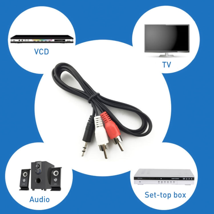 Cáp âm thanh jack 3,5mm stereo sang RCA đực, chiều dài khoảng 2,7m, chiều dài: 2,7m