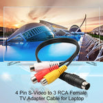 Cáp Chuyển Đổi TV S-Video 4 Chân sang RCA AV Đầu Nữ, Chiều Dài: 20cm, S-Video sang AV 3RCA Đầu Nữ