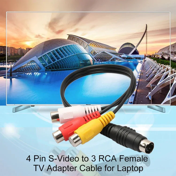 Cáp Chuyển Đổi TV S-Video 4 Chân sang RCA AV Đầu Nữ, Chiều Dài: 20cm, S-Video sang AV 3RCA Đầu Nữ