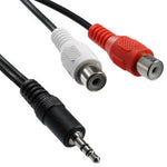 Cáp âm thanh chia Y 2 đầu RCA cái sang jack 3,5mm đực, chiều dài: 20cm, 3,5mm sang 2 RCA cái