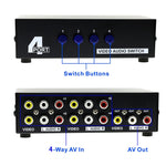 Hộp chuyển đổi AV RCA 4 cổng vào 1 cổng ra âm thanh video, 4 cổng vào 1 cổng ra