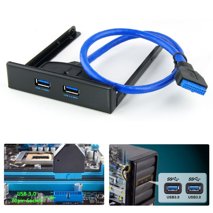 Cáp giá đỡ HUB 2 cổng USB 3.0 20 chân cho ổ đĩa mềm mặt trước, 2 cổng USB 3.0 (màu đen)