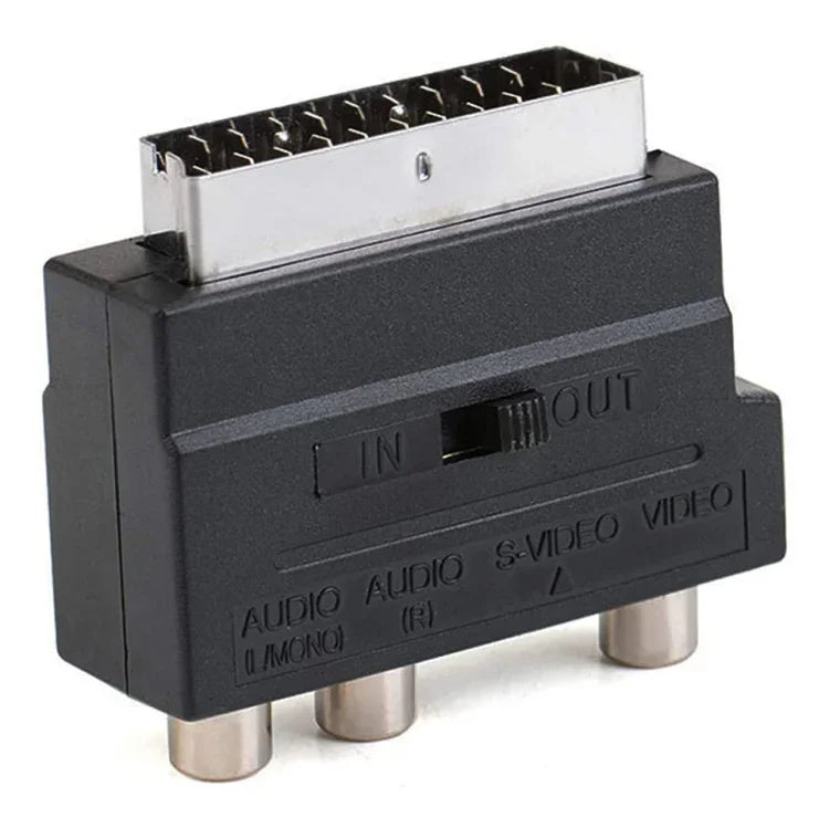 Cáp Scart Đầu Đực sang Đầu Cái với Cổng AV Composite + S-Video, Cổng Vàng AV + S-Video