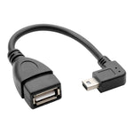 Dây cáp adapter Mini USB đực 90 độ sang USB 2.0 AF có chức năng OTG, Chiều dài: 13cm, Mini USB góc phải, 13cm