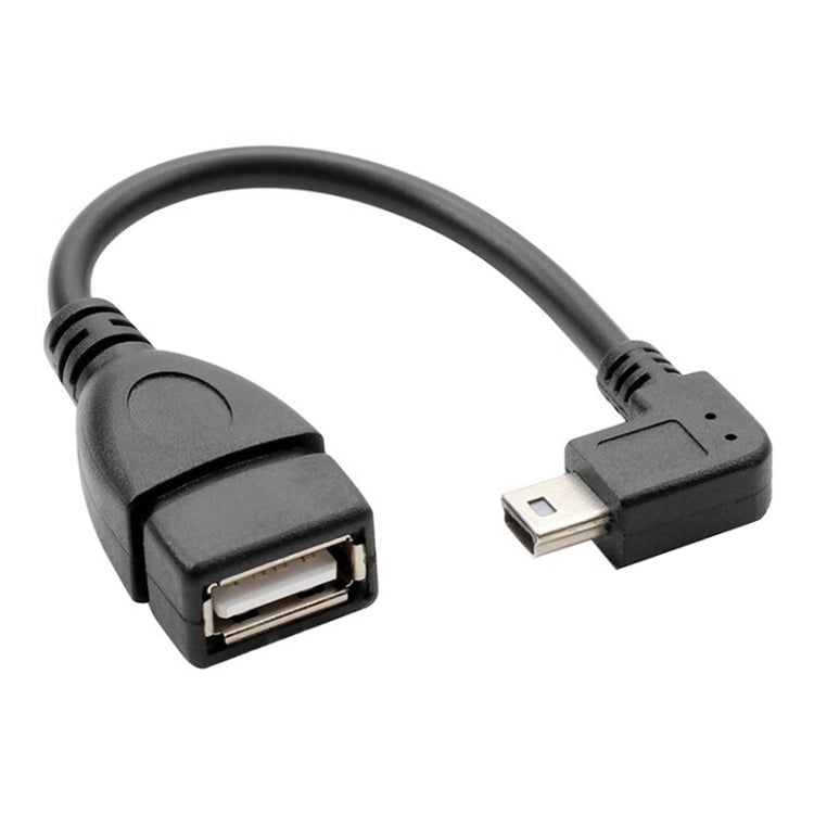 Dây cáp adapter Mini USB đực 90 độ sang USB 2.0 AF có chức năng OTG, Chiều dài: 13cm, Mini USB góc phải, 13cm